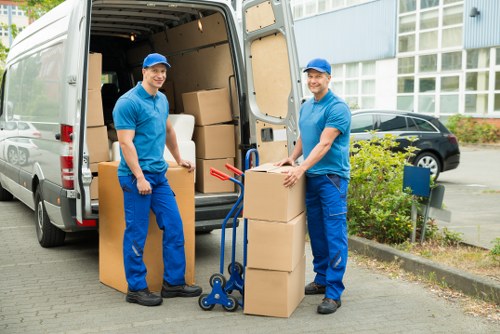 Furniture removals team navigating access challenges in Mitcham
