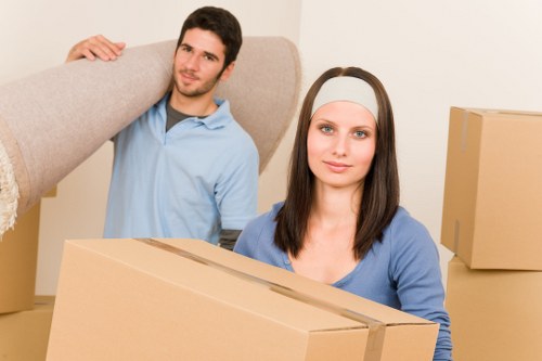 Boxes and household items prepared for transport in Mitcham